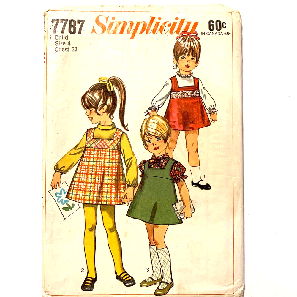 Simplicity Vintage 1960's Pattern #7787 Girls Jumper‎ and Blouse Size 4